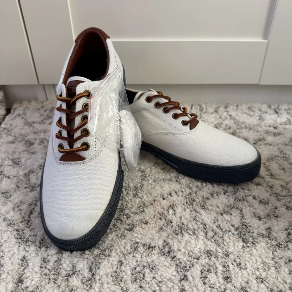 Polo by Ralph Lauren White and Dark Brown Sneakers - Picture 1 of 6